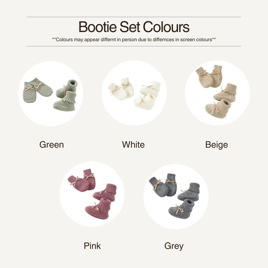 Knitted Baby Booties and Mittens Set