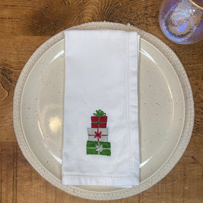 Christmas Gifts Embroidered Hemstitch Napkin